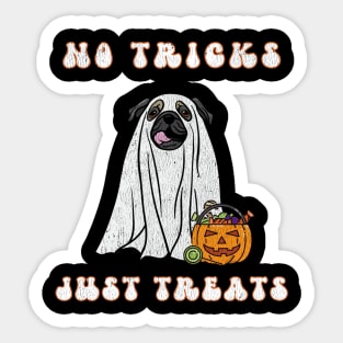 Halloween Pug Cute Trick or Treat Ghost Dog Ghost Pug Distressed Design Pug Lover for Fall Sticker